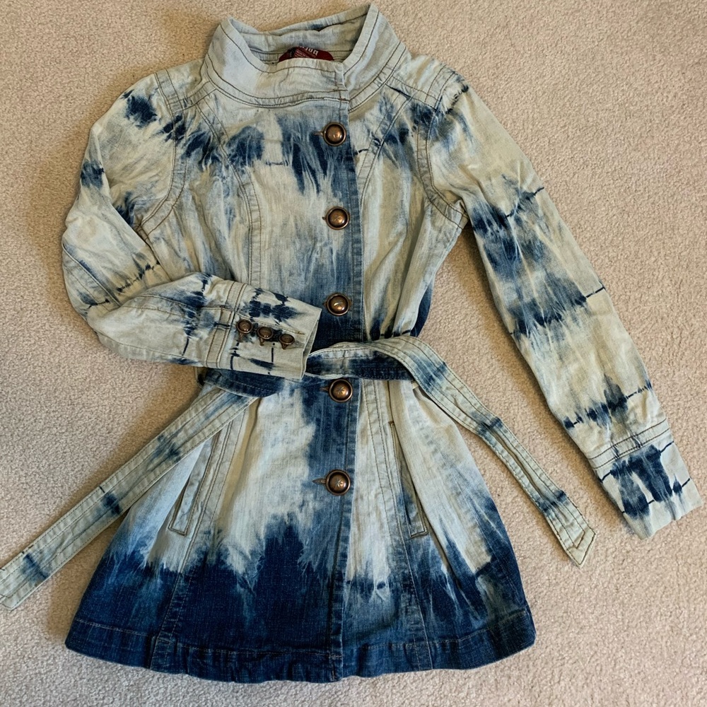 Y2K stretch denim Jean jacket in tie dye